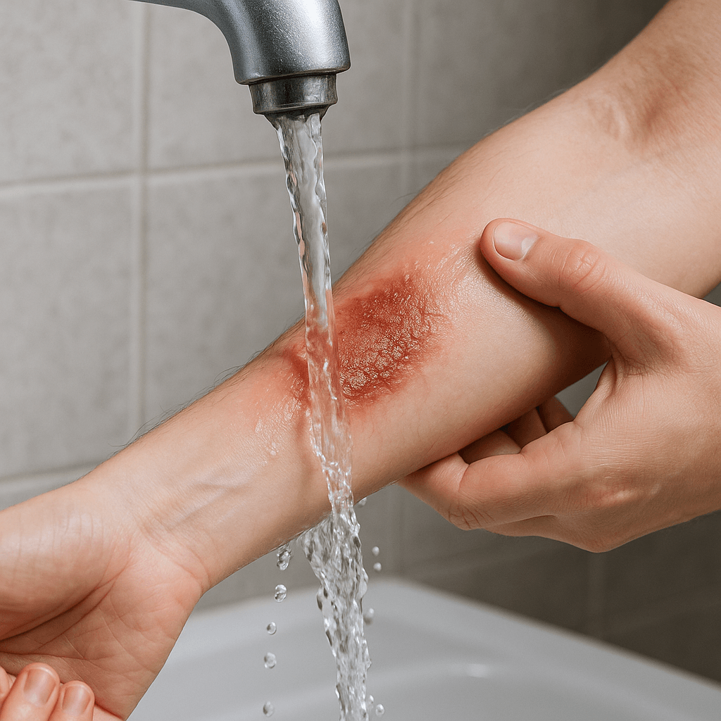 «خنک‌کردن سوختگی درجه دو زیر آب خنک – قدم اول درمان خانگی»